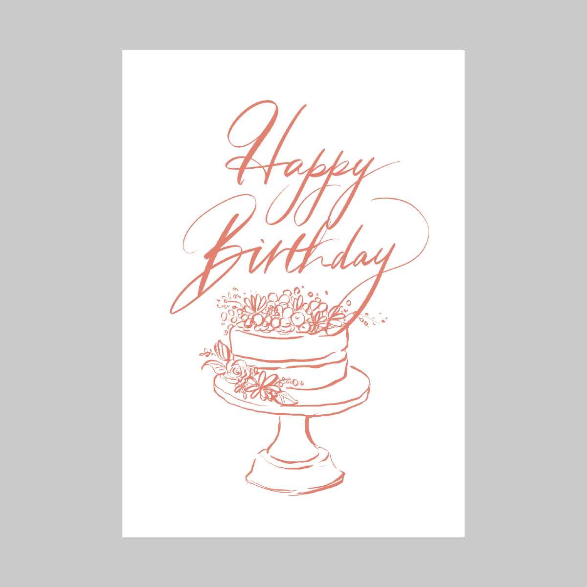 セミオーダー greeting card No.3 (birthday cake coral)