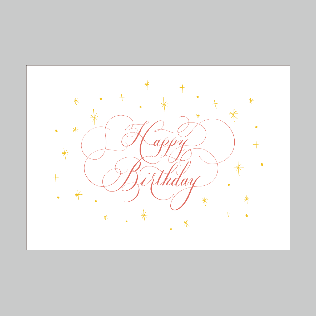 セミオーダー greeting card No.4 (birthday calligraphy coral gold)
