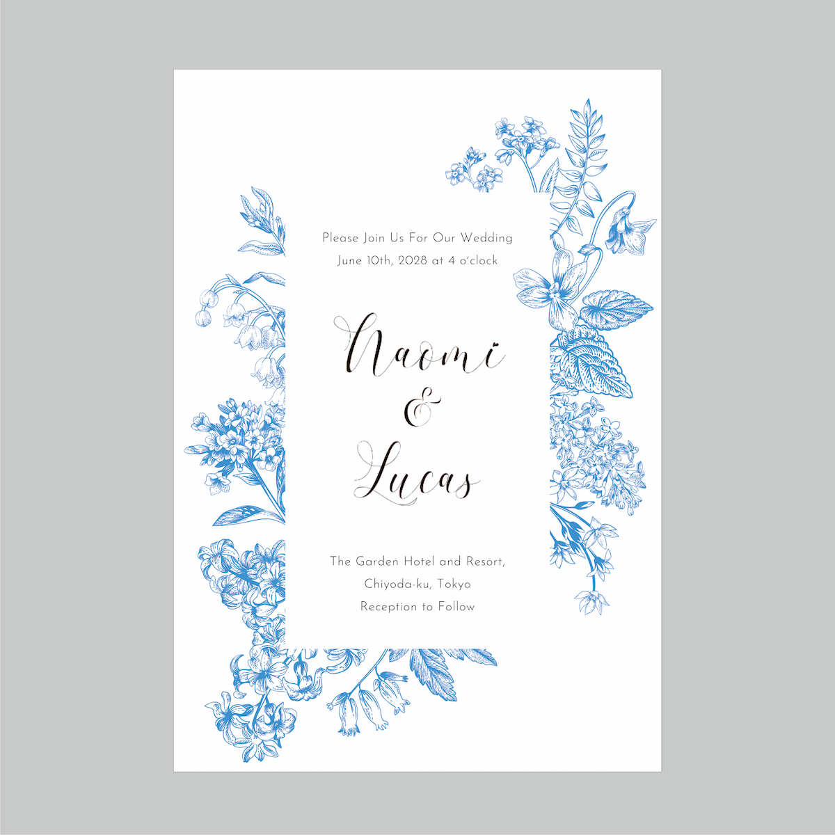 セミオーダー wedding invitation No.01 (flower blue)