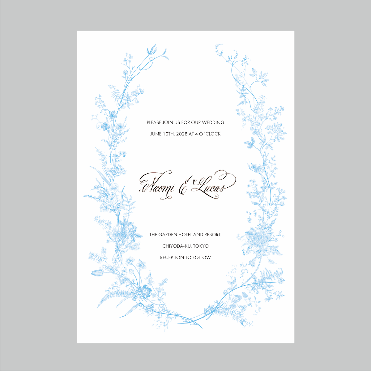 セミオーダー wedding invitation No.02 (flower light blue)