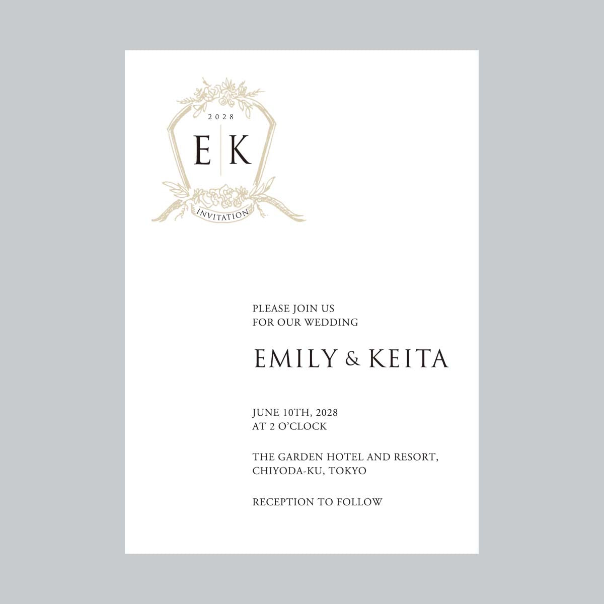 セミオーダー wedding invitation No.06 (heraldy beige)