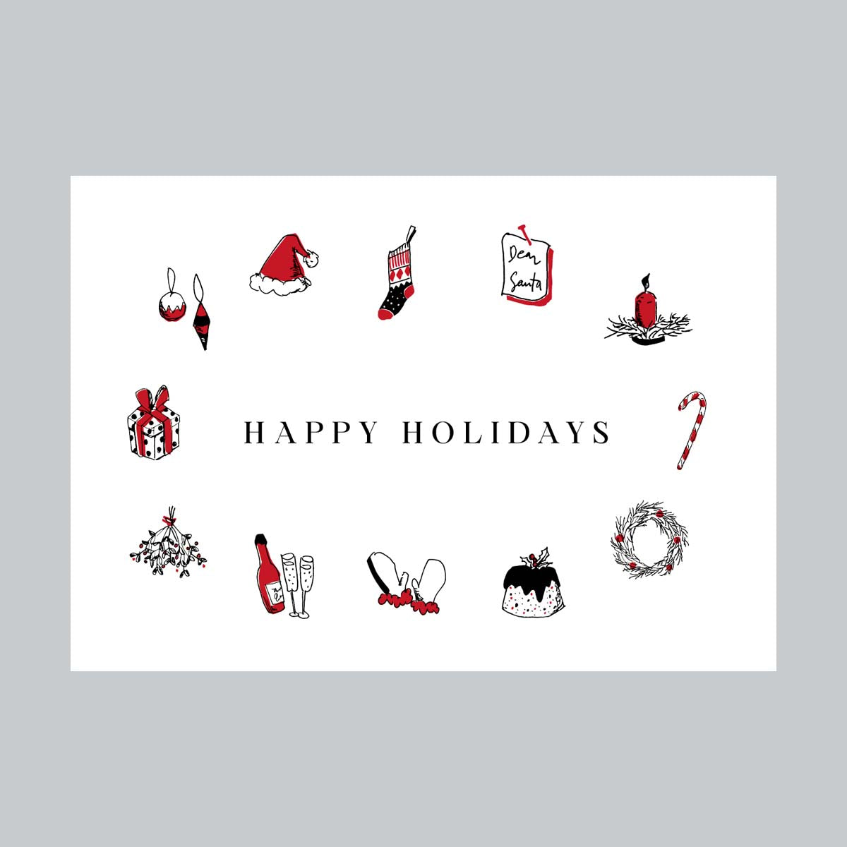 セミオーダー　happy holidays card No.2 (holiday jolly things red)