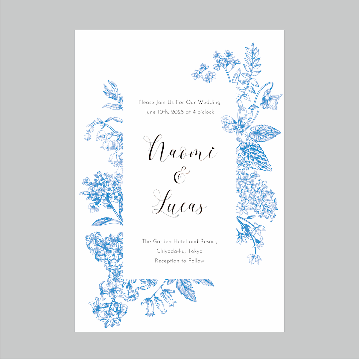 セミオーダー　wedding invitation No.01 (flower blue)