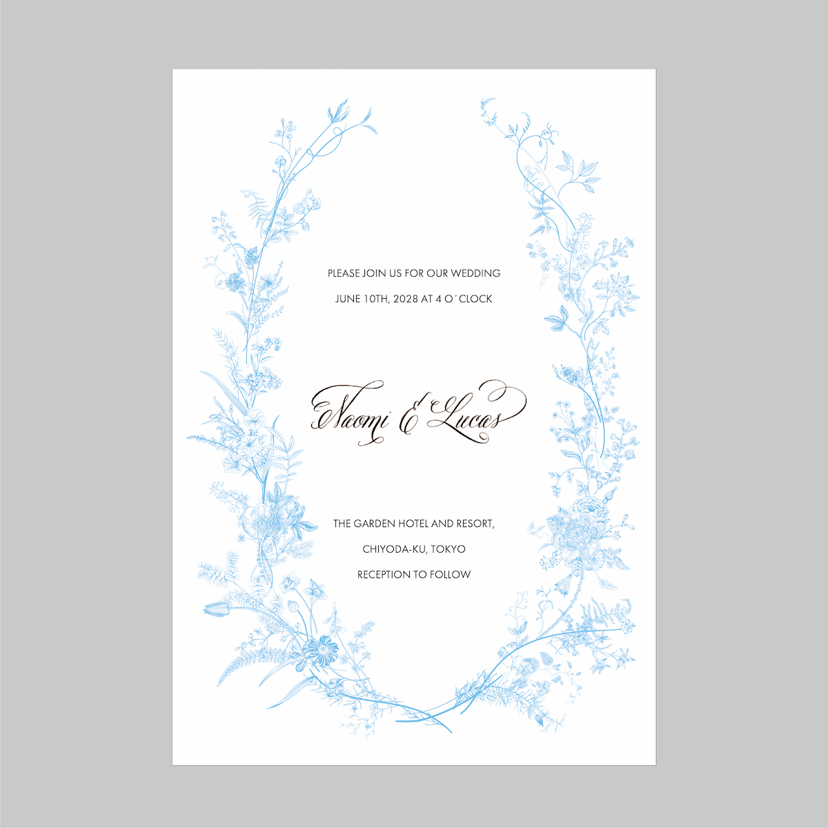 セミオーダー　wedding invitation No.02 (flower light blue)